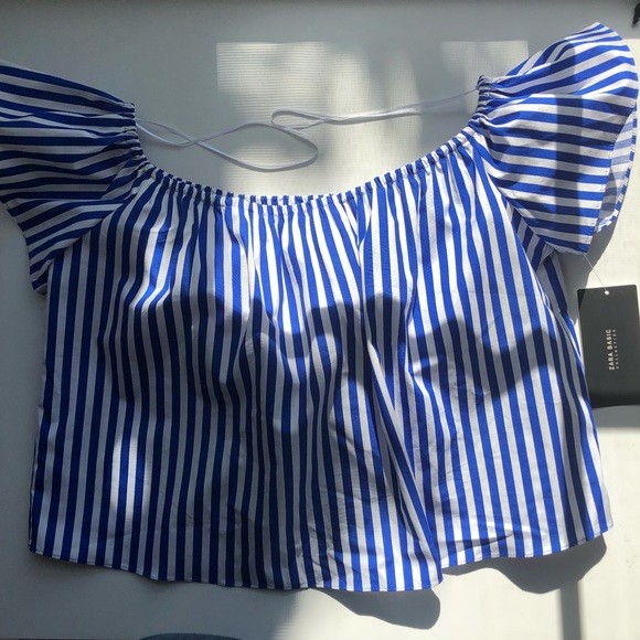 Zara Off Shoulder Striped Top - Picture 2 of 3